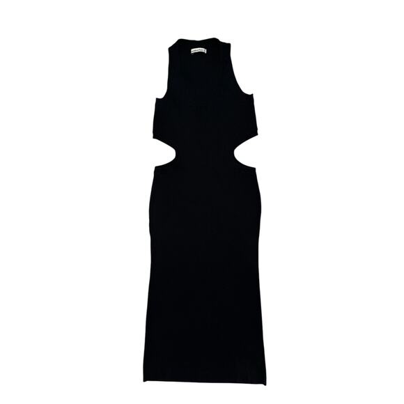 ABERCROMBIE & FITCH Ribbed Knit Cutout Midi Dress in Black Size Medium Sweater - Picture 4 of 9
